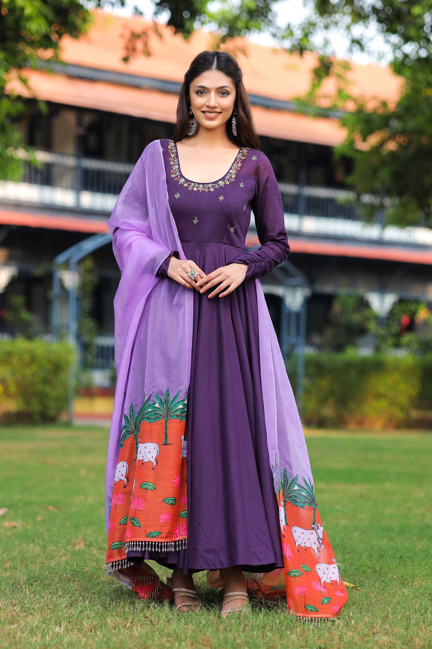 Burgundy cotton Anarkali Dress PC720