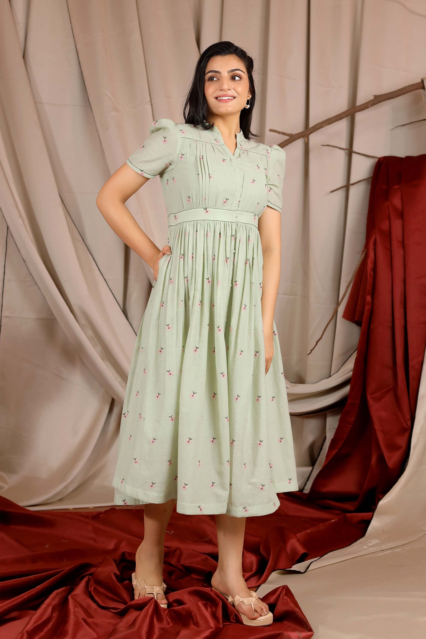 Charlotte Summer Dress in Pista PC821N