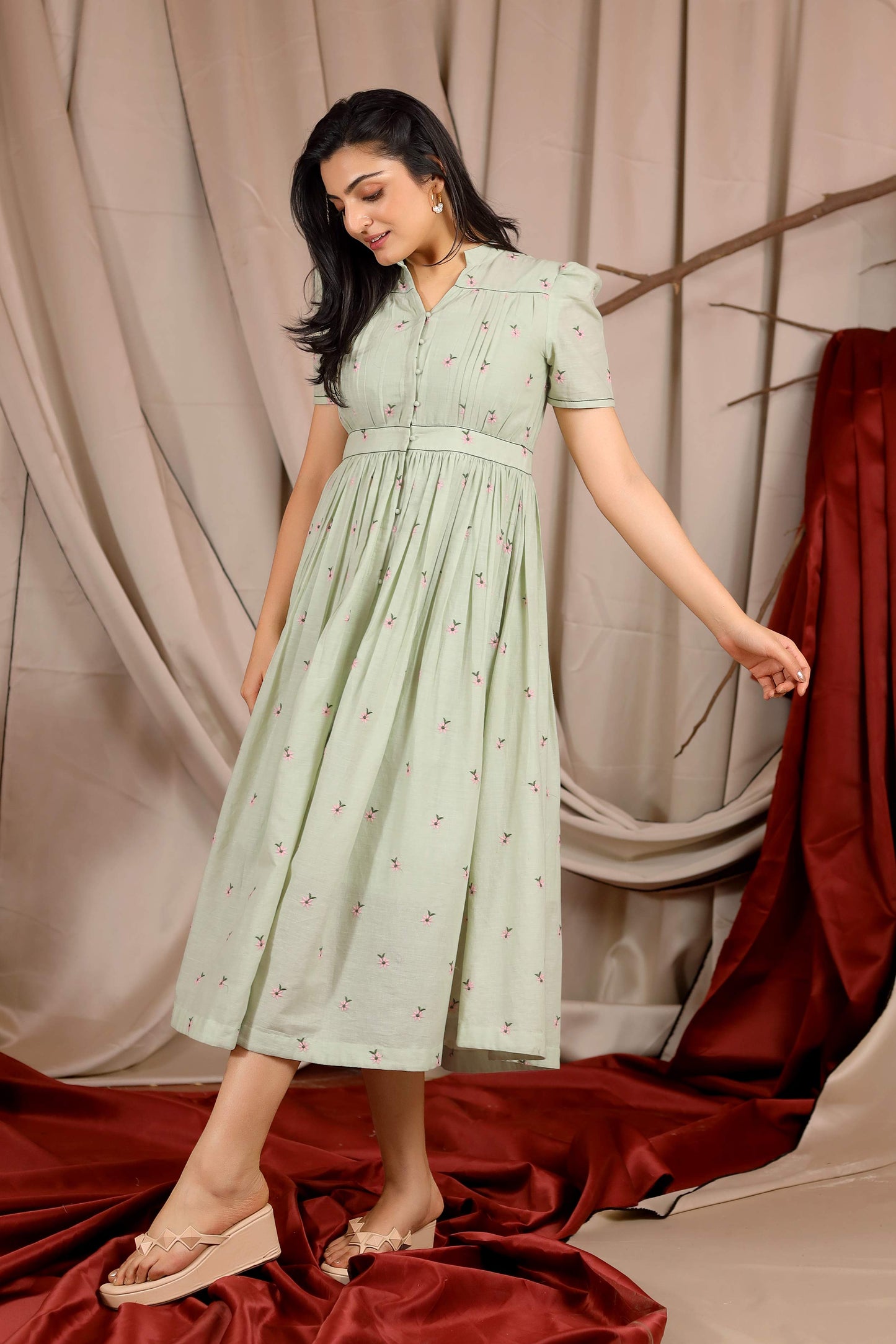 Charlotte Summer Dress in Pista PC821N