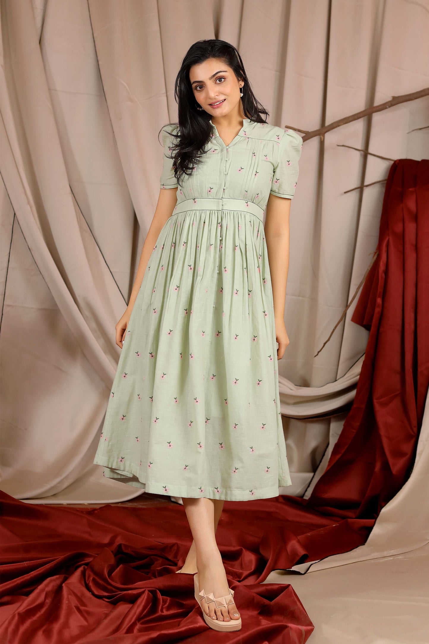 Charlotte Summer Dress in Pista PC821N