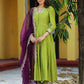 Chhaya Olive Anarkali Suit Set PC757