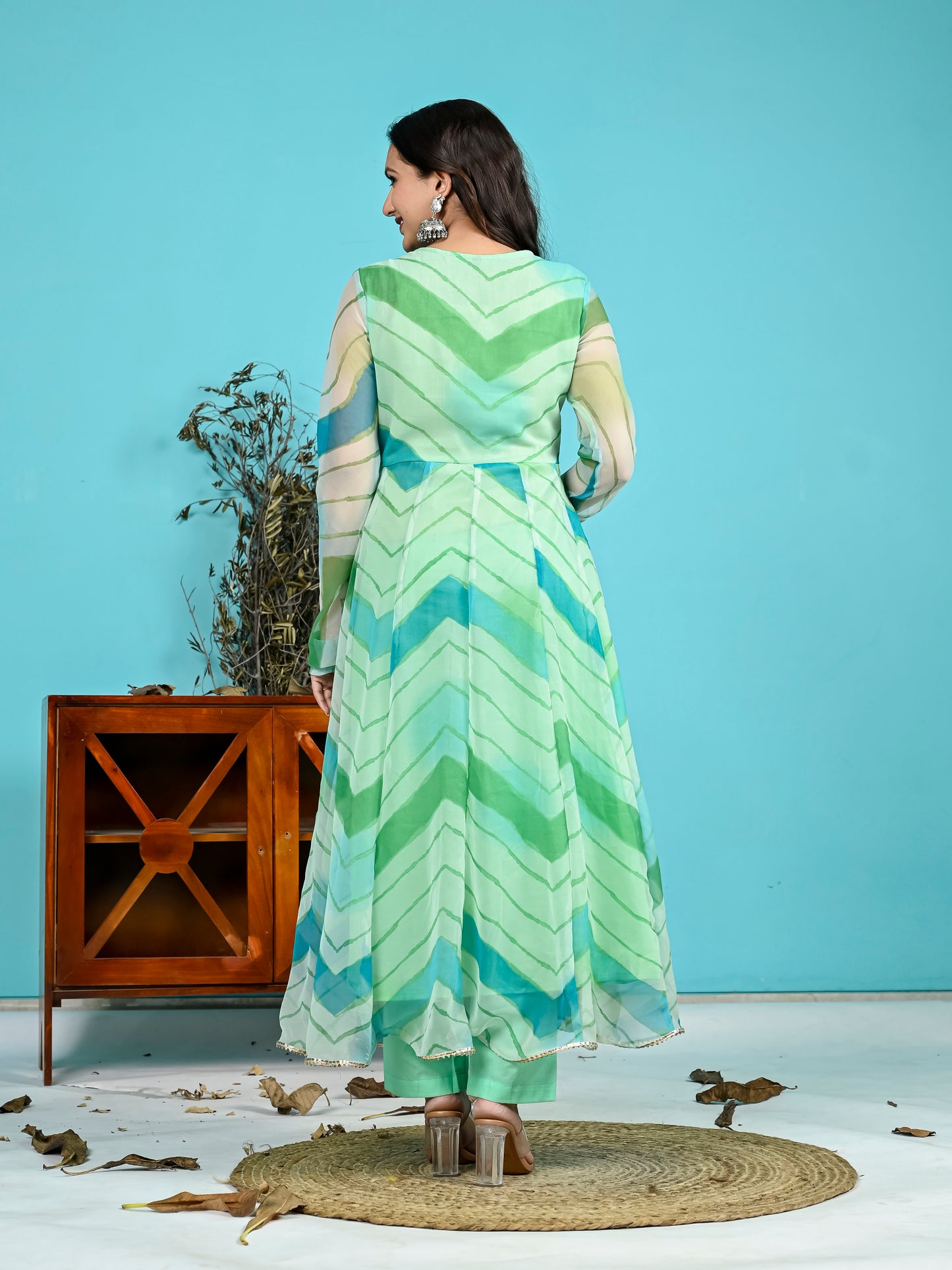 Sea Green Leheriya Suit Set PC18