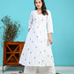 White Blue Embroidery Kurta Pant Set PC15