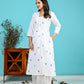 White Blue Embroidery Kurta Pant Set PC15