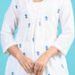 White Blue Embroidery Kurta Pant Set PC15