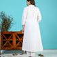 White Blue Embroidery Kurta Pant Set PC15