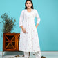 White Pink Embroidery Kurta Pant Set PC16