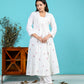 White Pink Embroidery Kurta Pant Set PC16