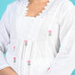 White Pink Embroidery Kurta Pant Set PC16