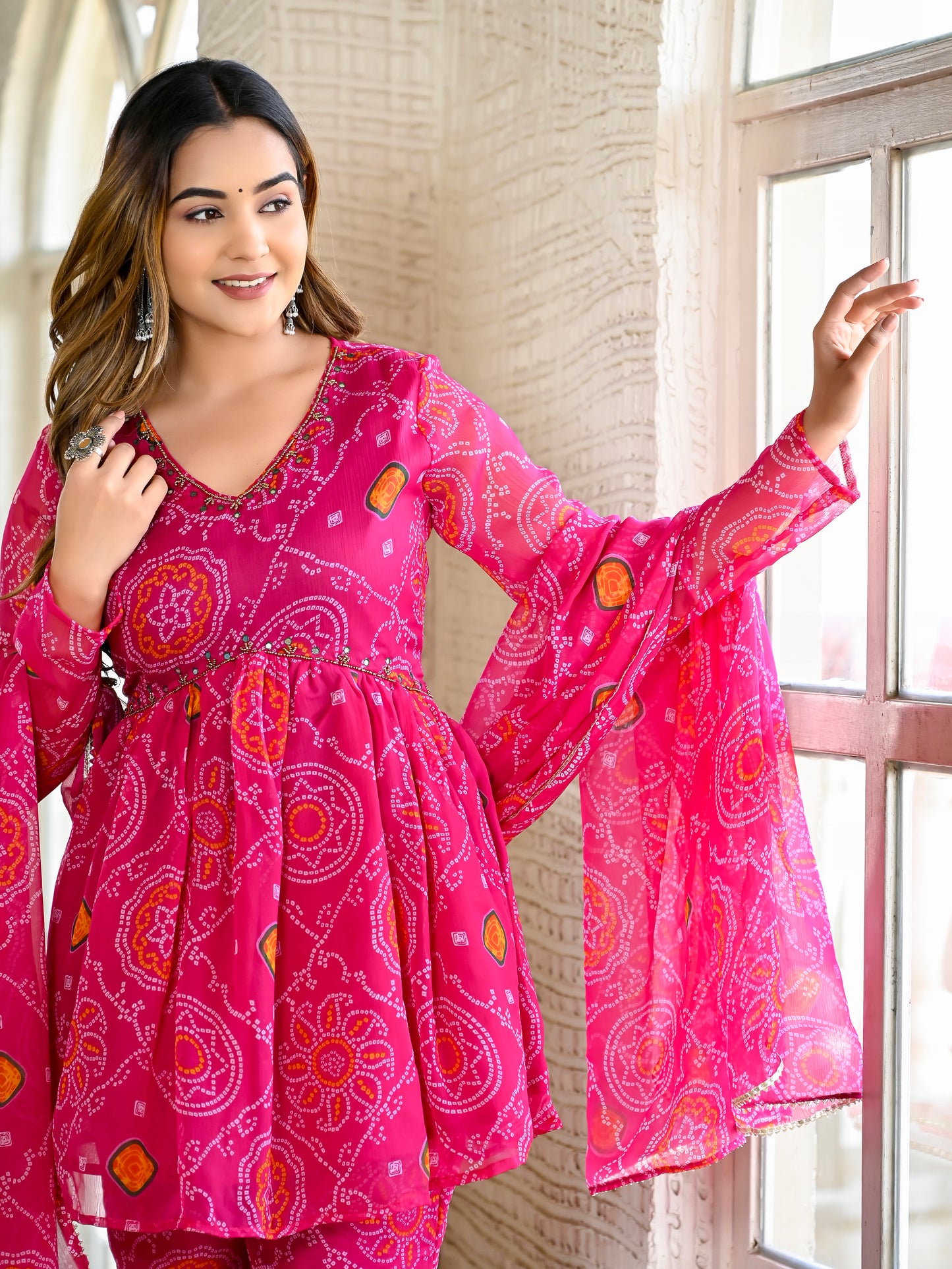 Pink bandhni sharara set PC9