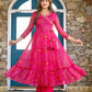 Pink Bandhani Angrakha Anarkali Suit Set PC14