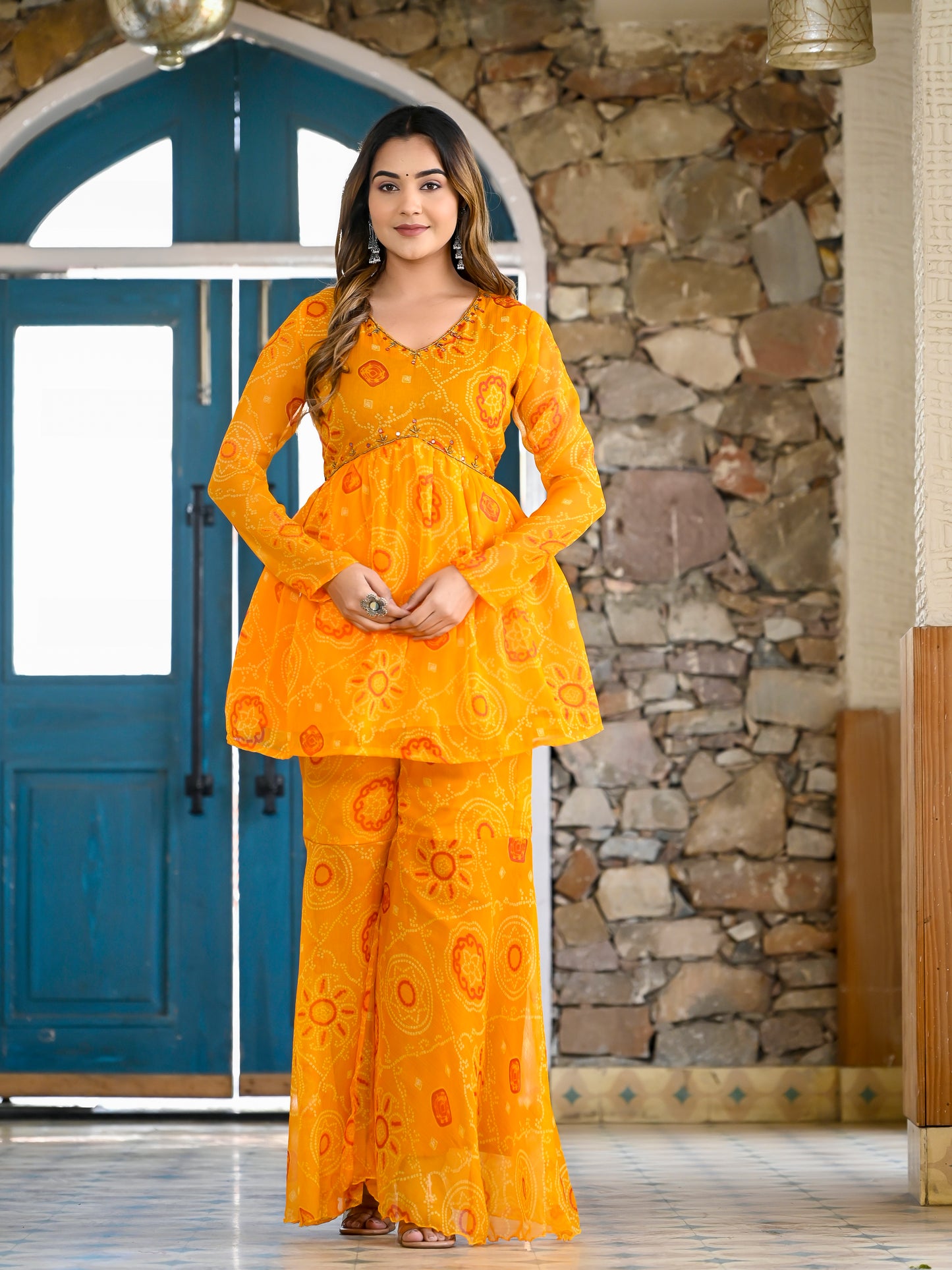 Yellow bandhni sharara set PC11