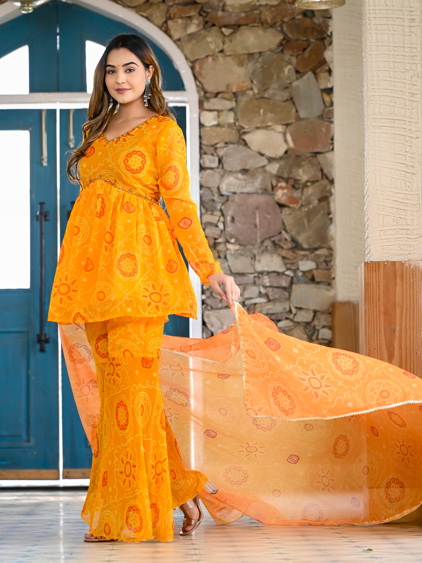 Yellow bandhni sharara set PC11