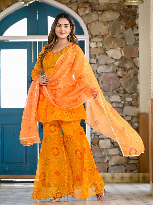 Yellow bandhni sharara set PC11