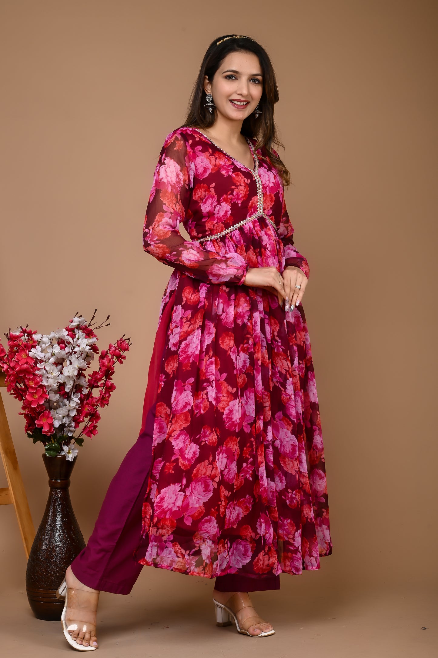 Wine Alina cut floral set PC1