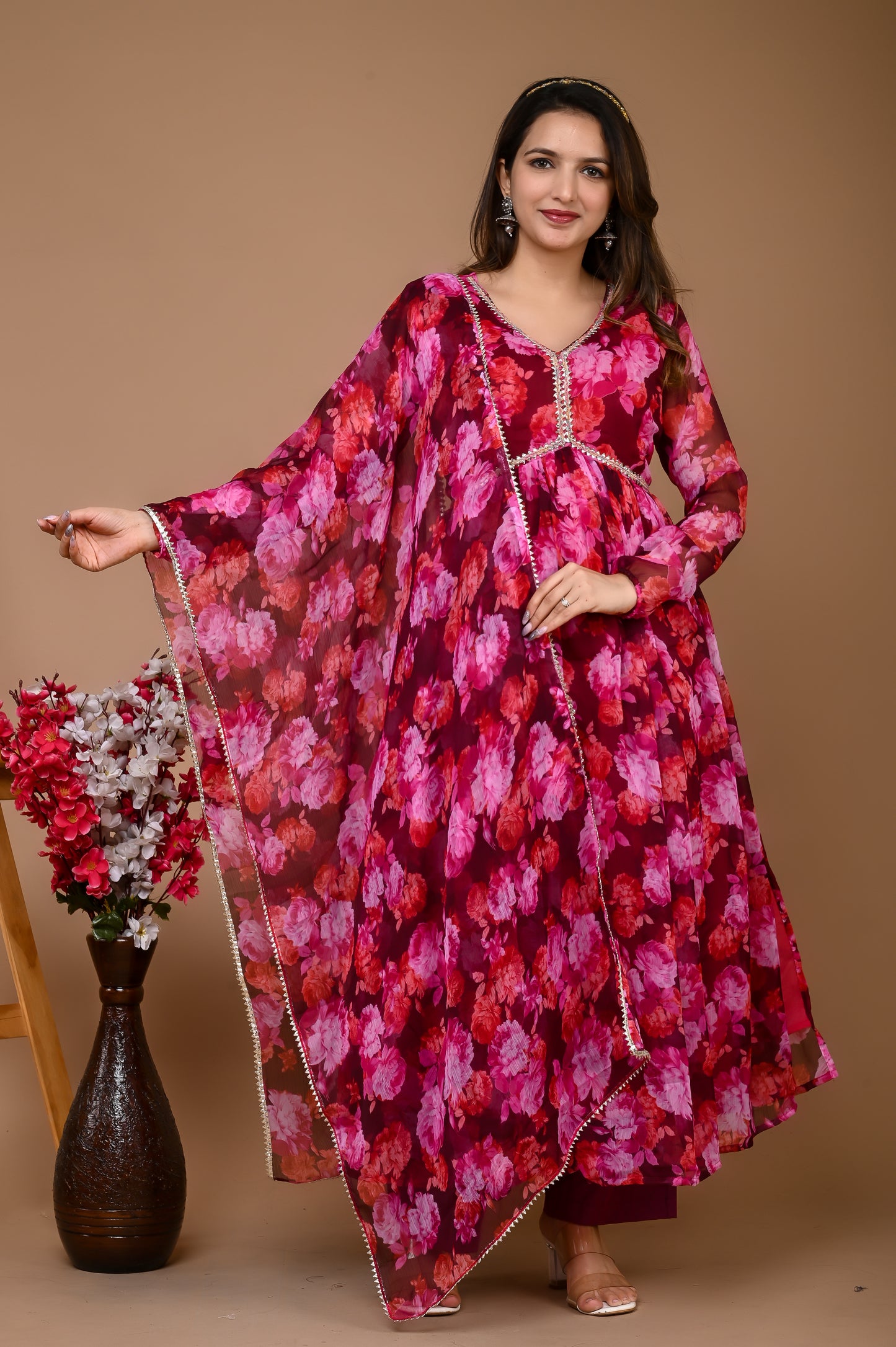 Wine Alina cut floral set PC1