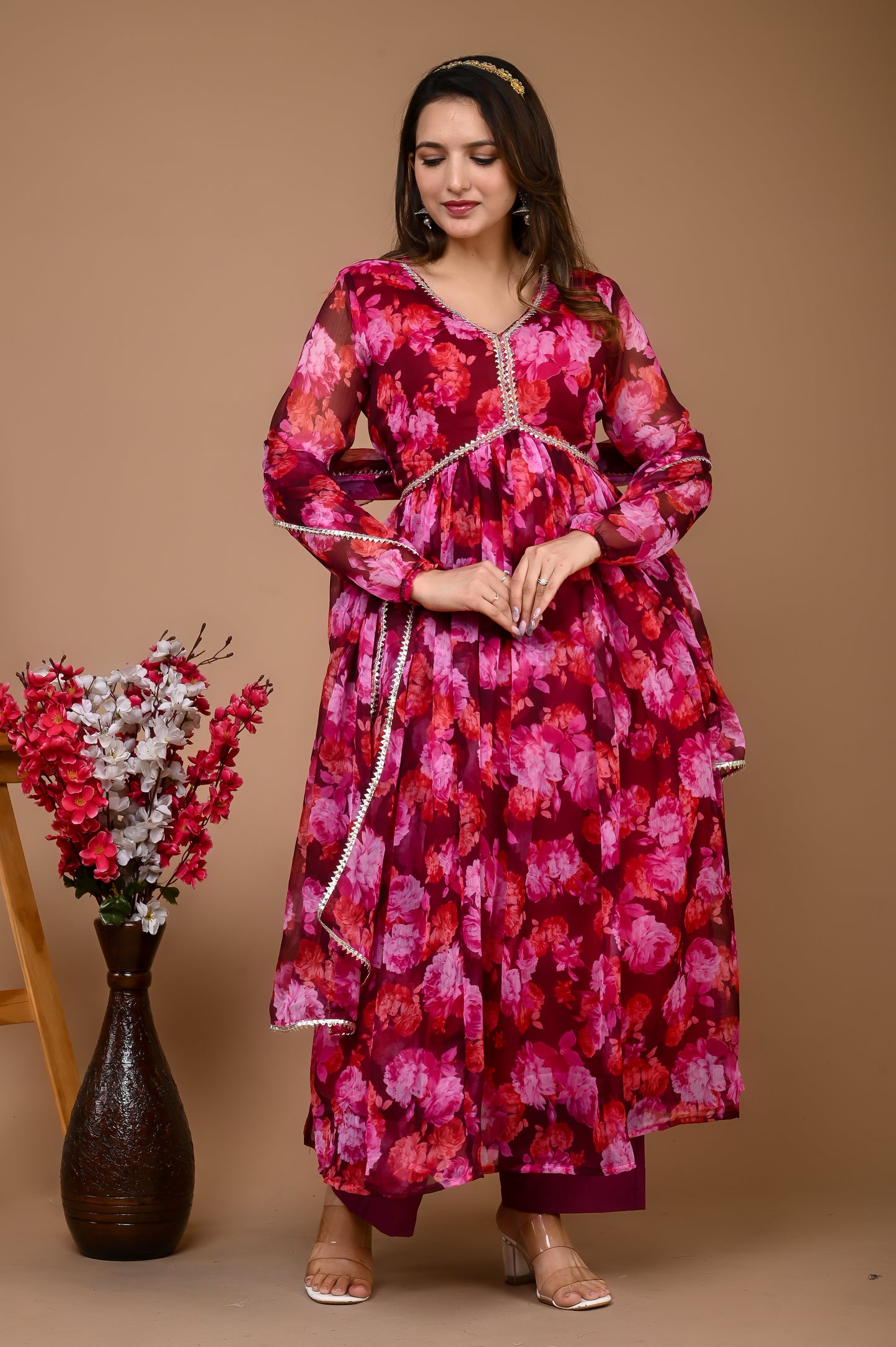 Wine Alina cut floral set PC1