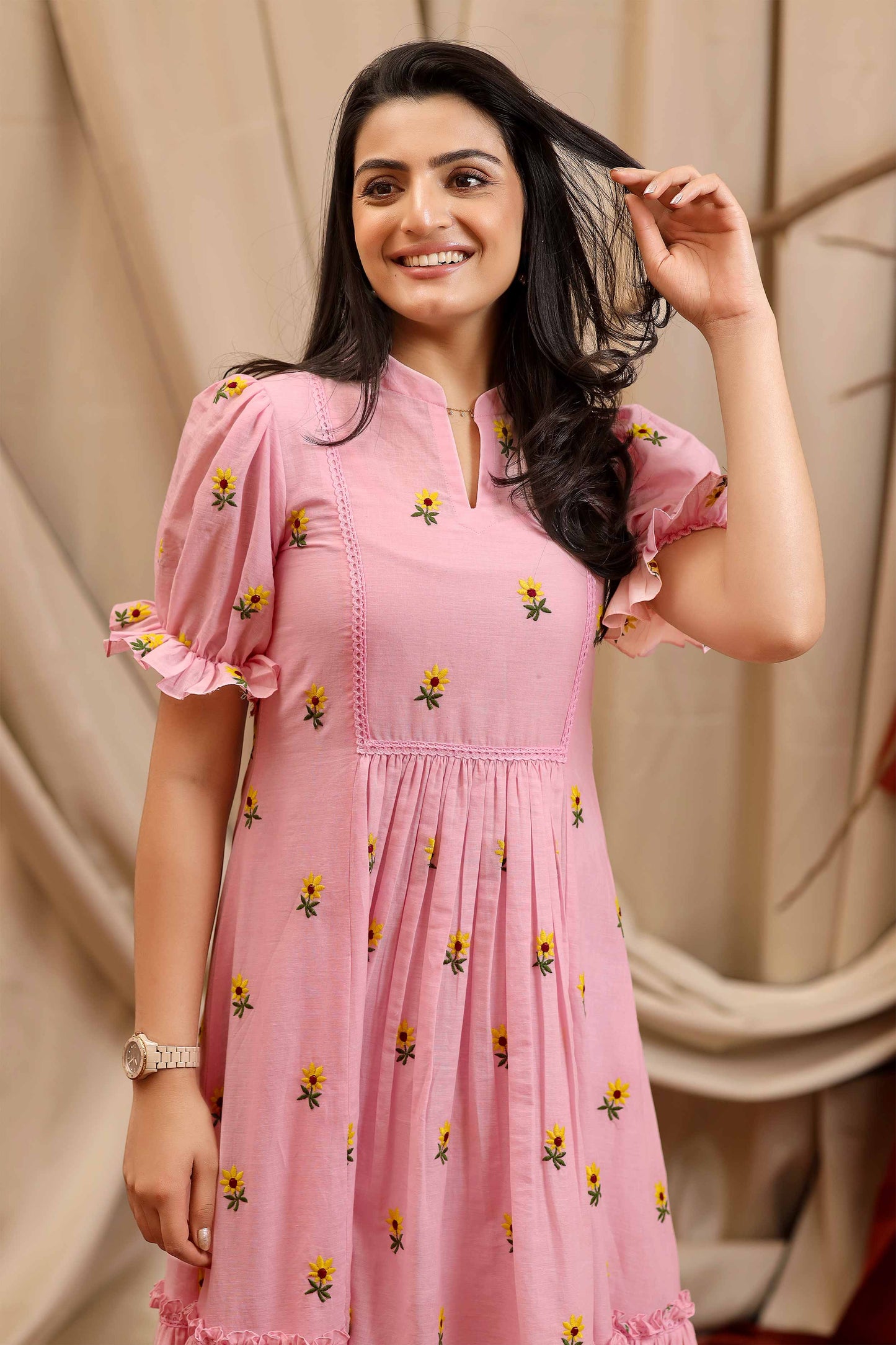 Daylily Summer Dress in Pastel Pink PC814N