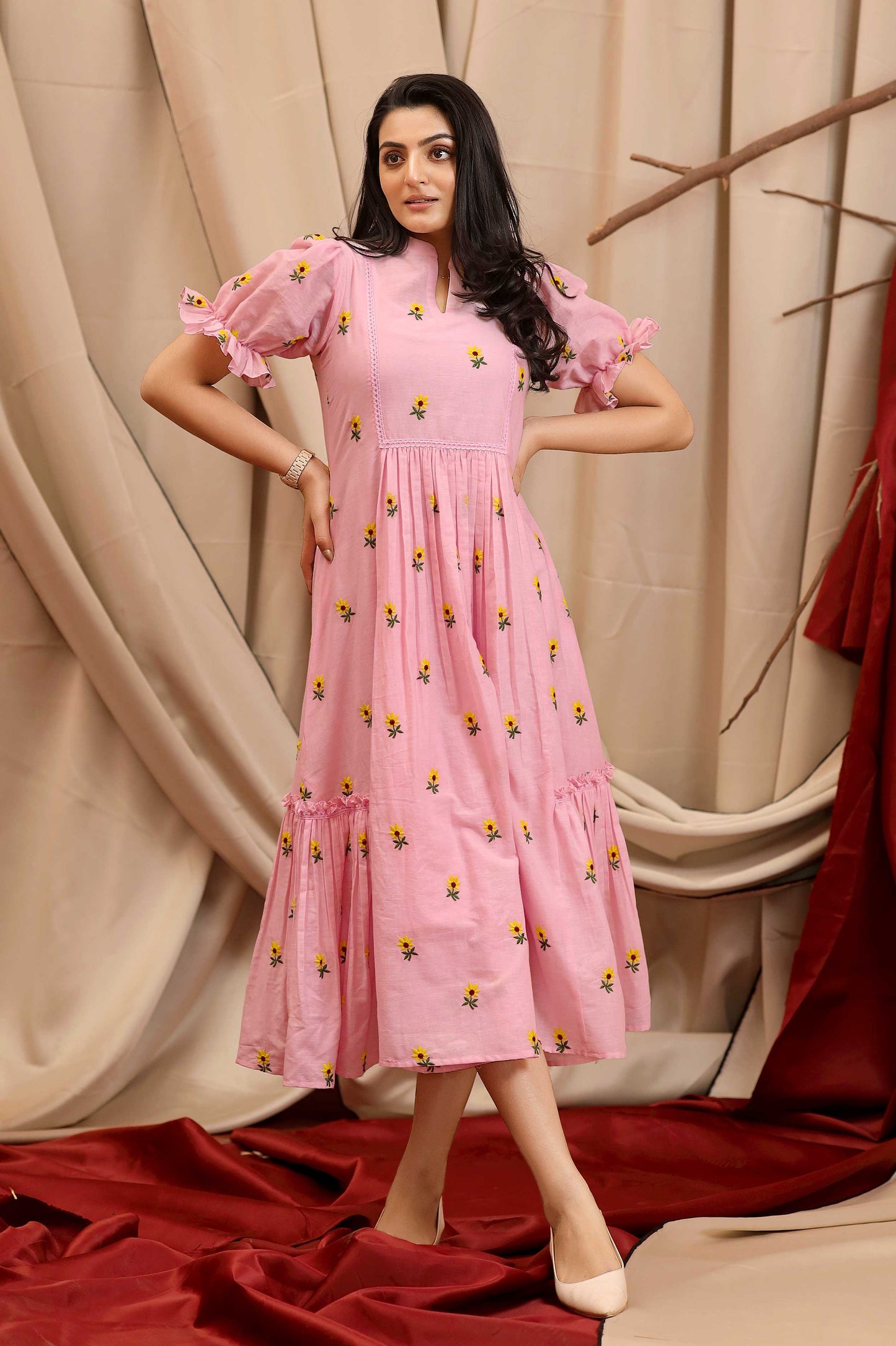 Daylily Summer Dress in Pastel Pink PC814N