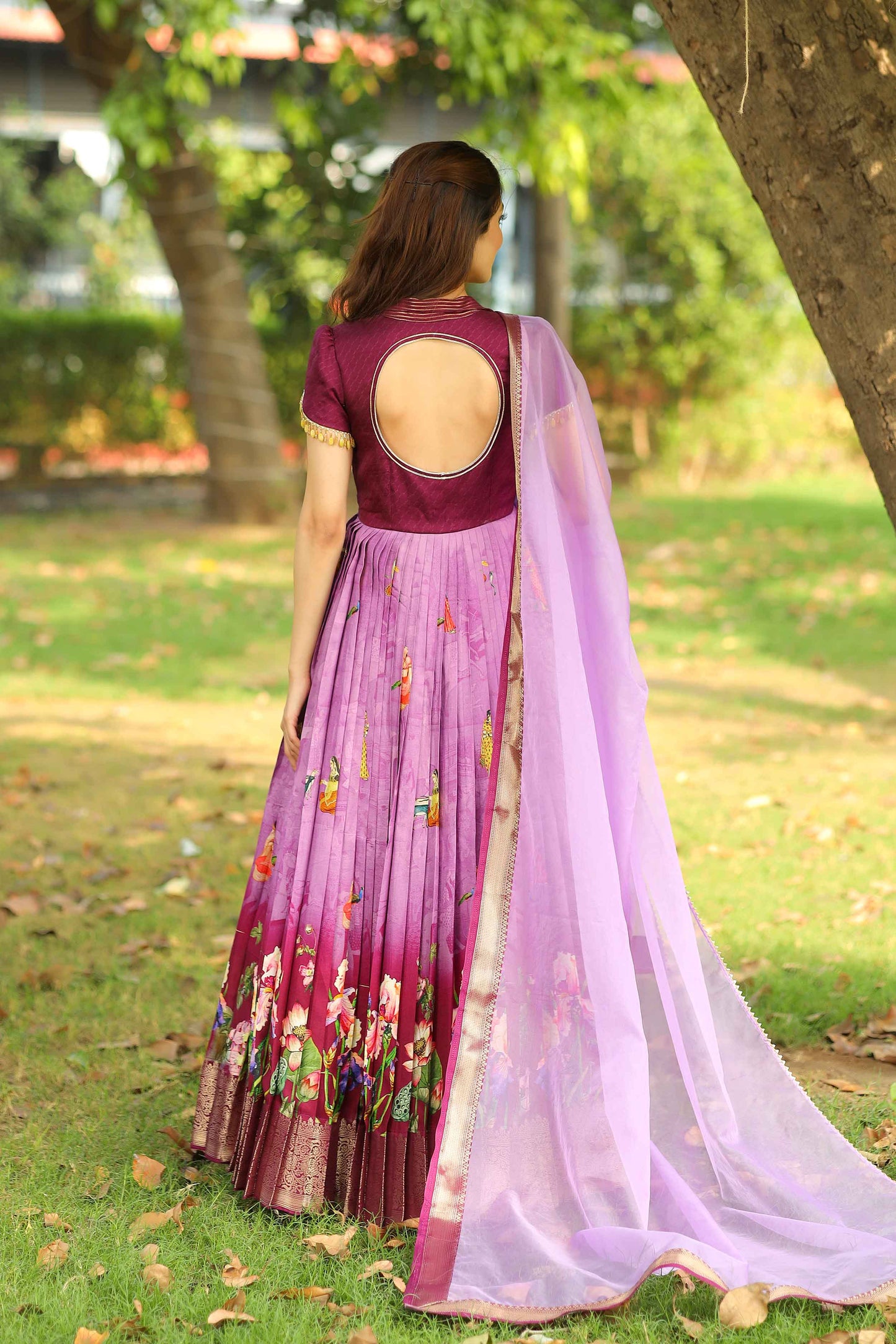 Drishya Purple Floral Silk Anarkali Set PC749