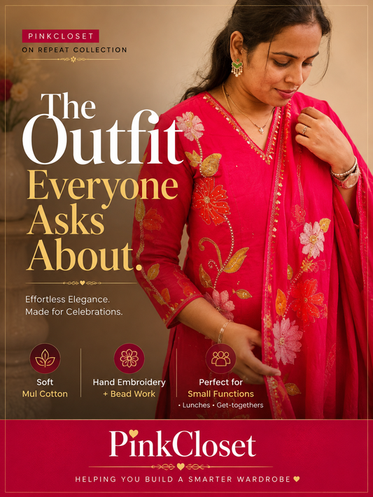 Rani Pink Mul Cotton Embroidered A-Line Suit Set