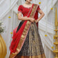 Ganga Half Saree Set In Copper PC781