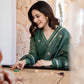 Emerald green chanderi suit