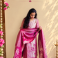 Burgundy Giraffe Tissue Handwork Suit Set with Two-Tone Dupatta | Navaratri Look 04
