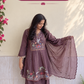 Brown Embroidered Anarkali / Navaratri look 06