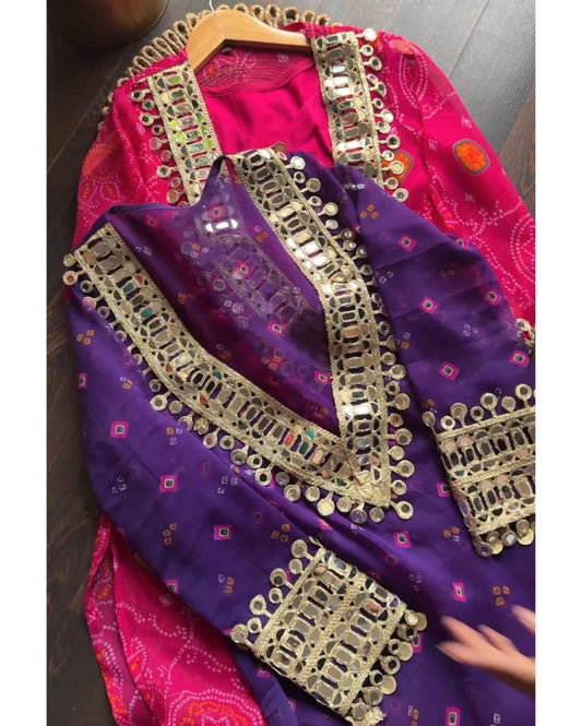 3-Piece Bustier Chiffon Set- Pink