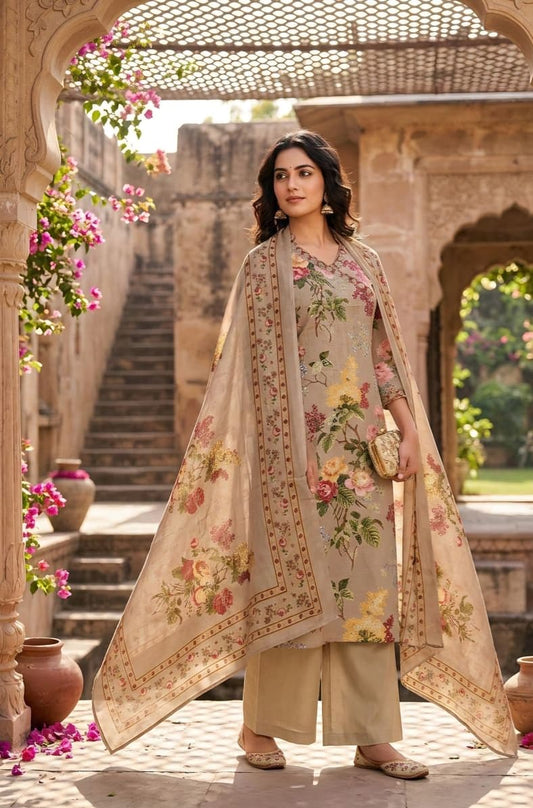 Bige Floral Angarkha Suit Set