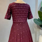 Wine Mirror Long Dress BK658N