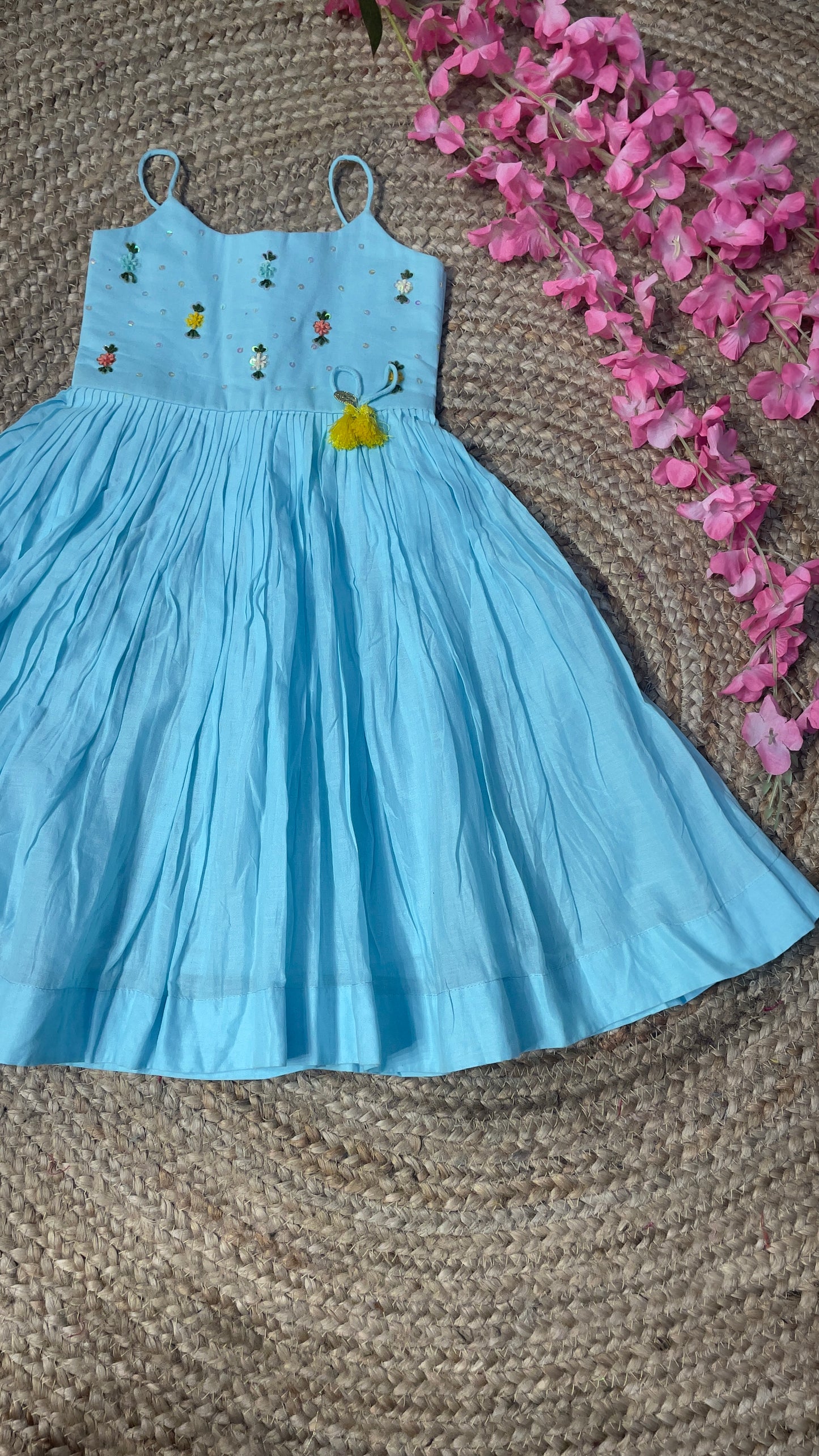 BABY AQUA SS COTTON FROCK BKID23