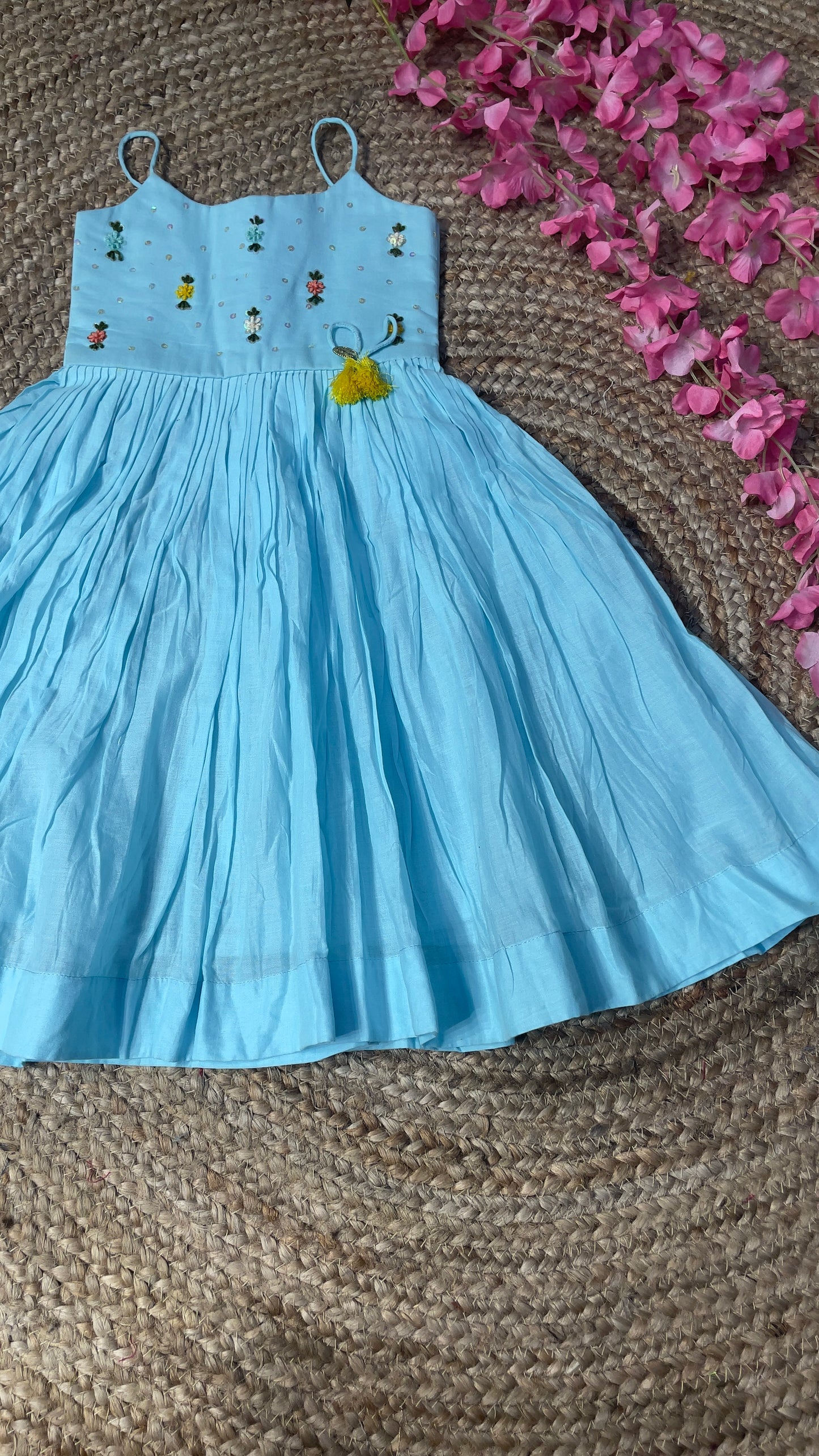 BABY AQUA SS COTTON FROCK BKID23