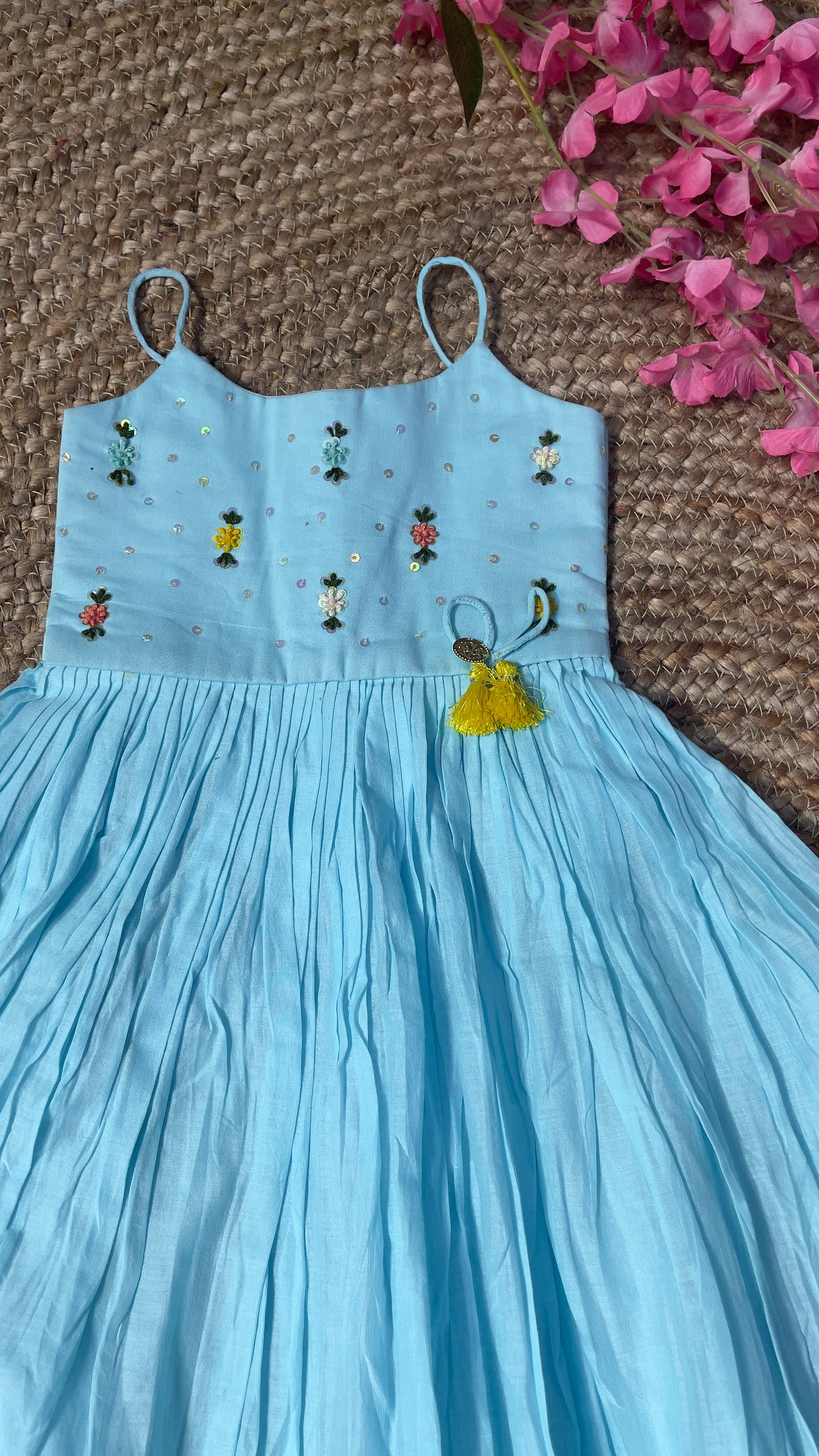 BABY AQUA SS COTTON FROCK BKID23