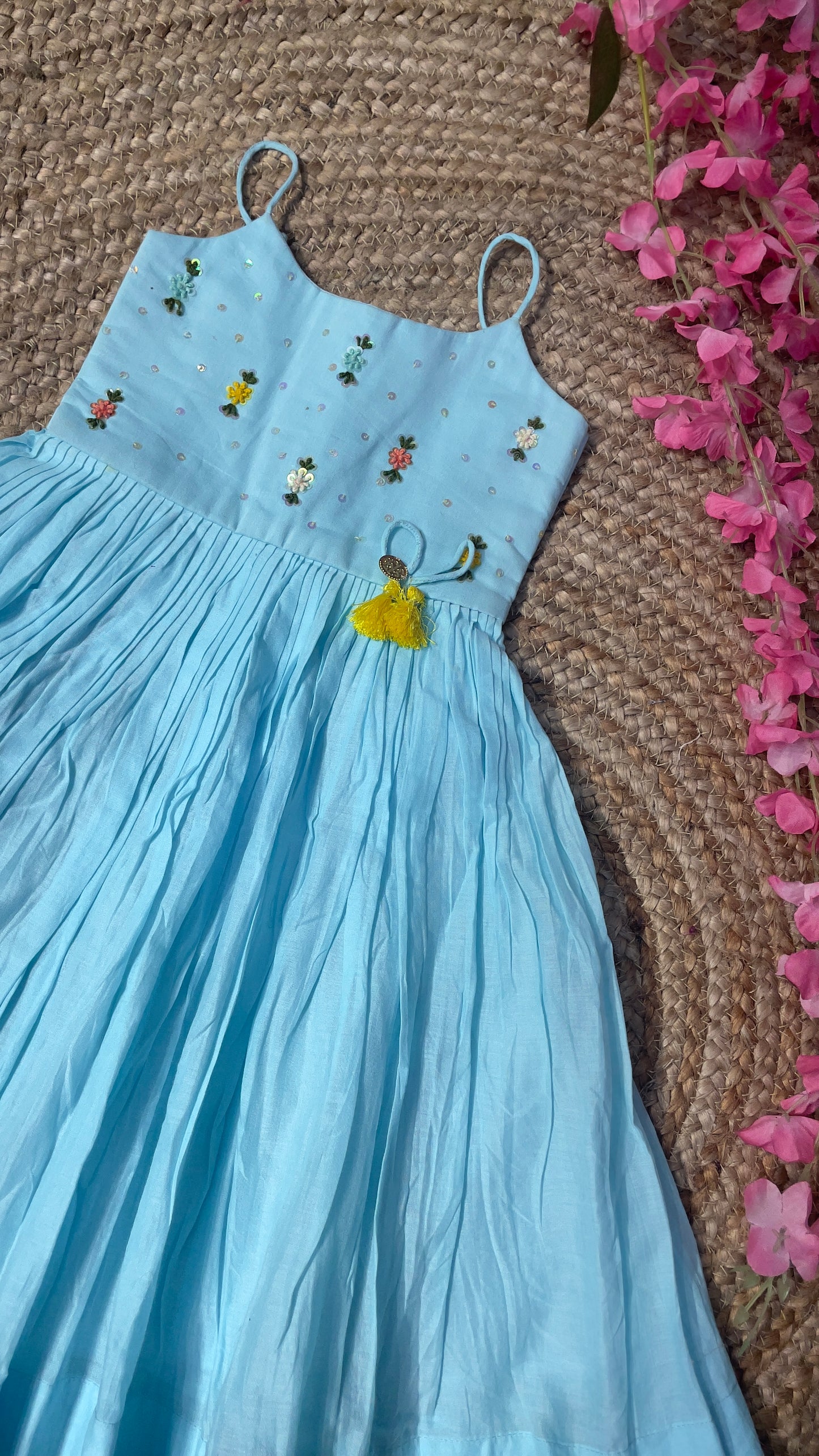 BABY AQUA SS COTTON FROCK BKID23