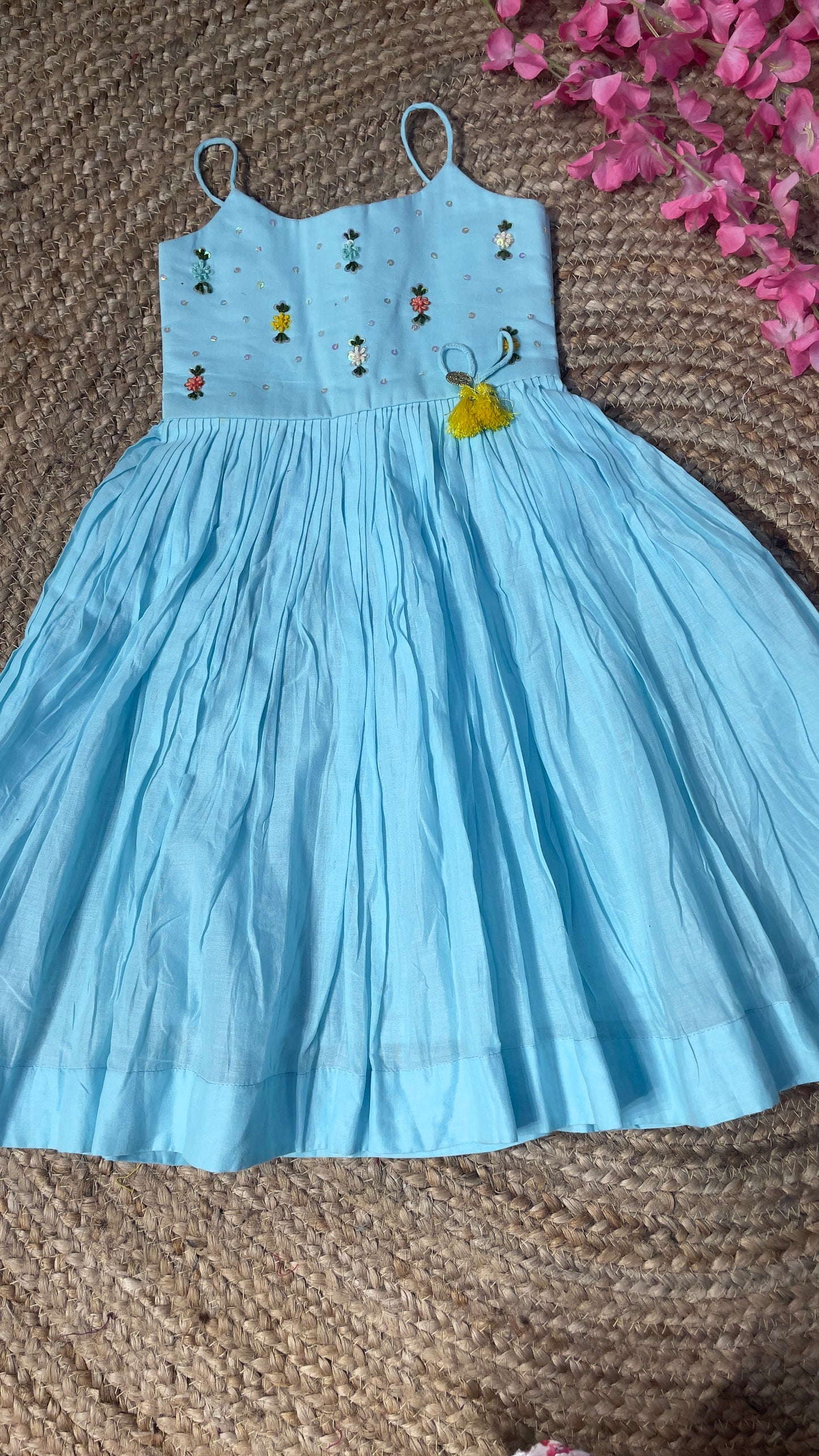 BABY AQUA SS COTTON FROCK BKID23