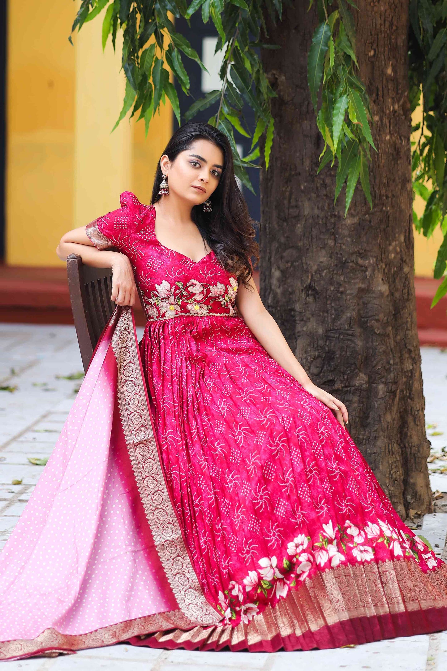 Imperial Bandhej Anarkali Dress PC730