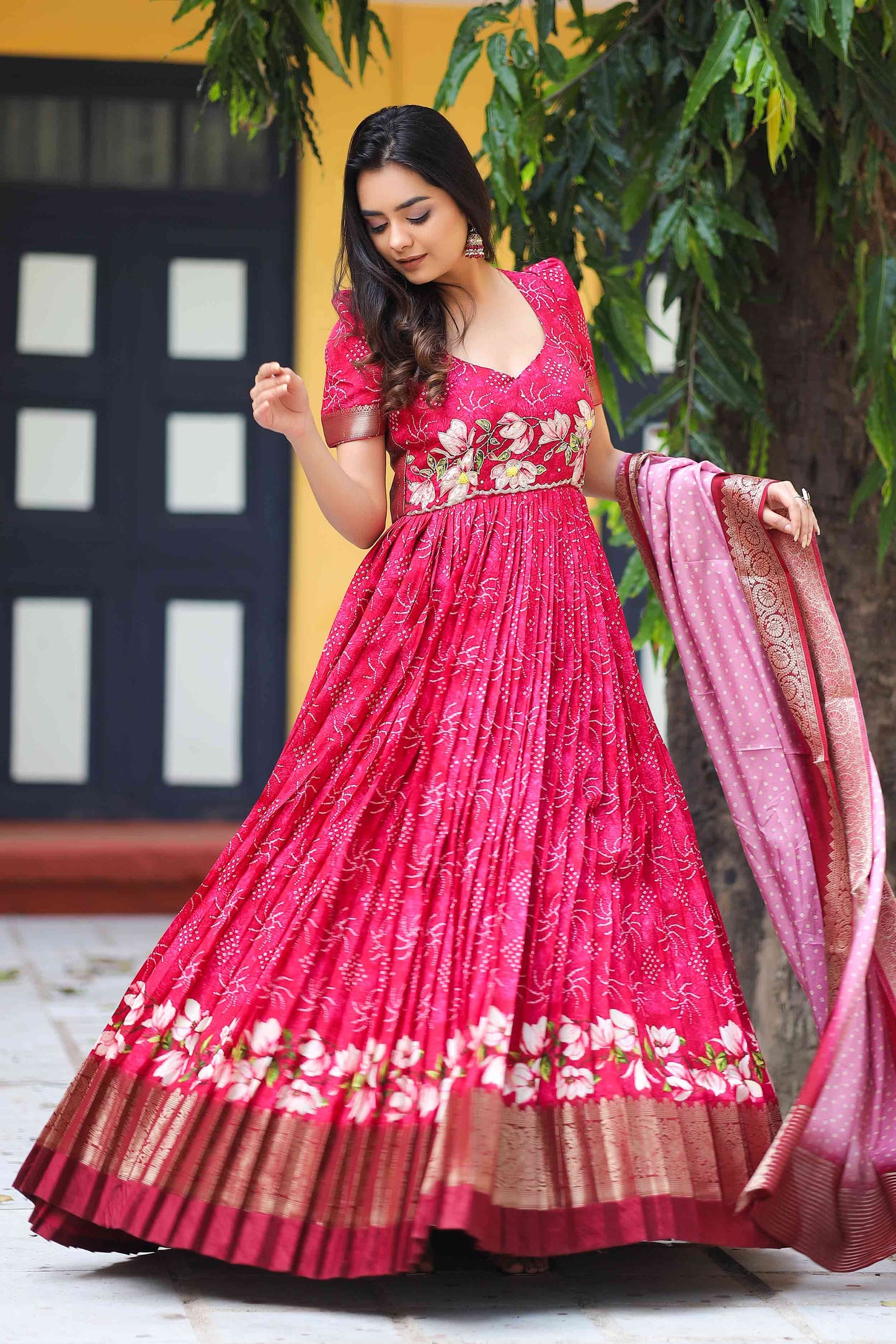 Imperial Bandhej Anarkali Dress PC730