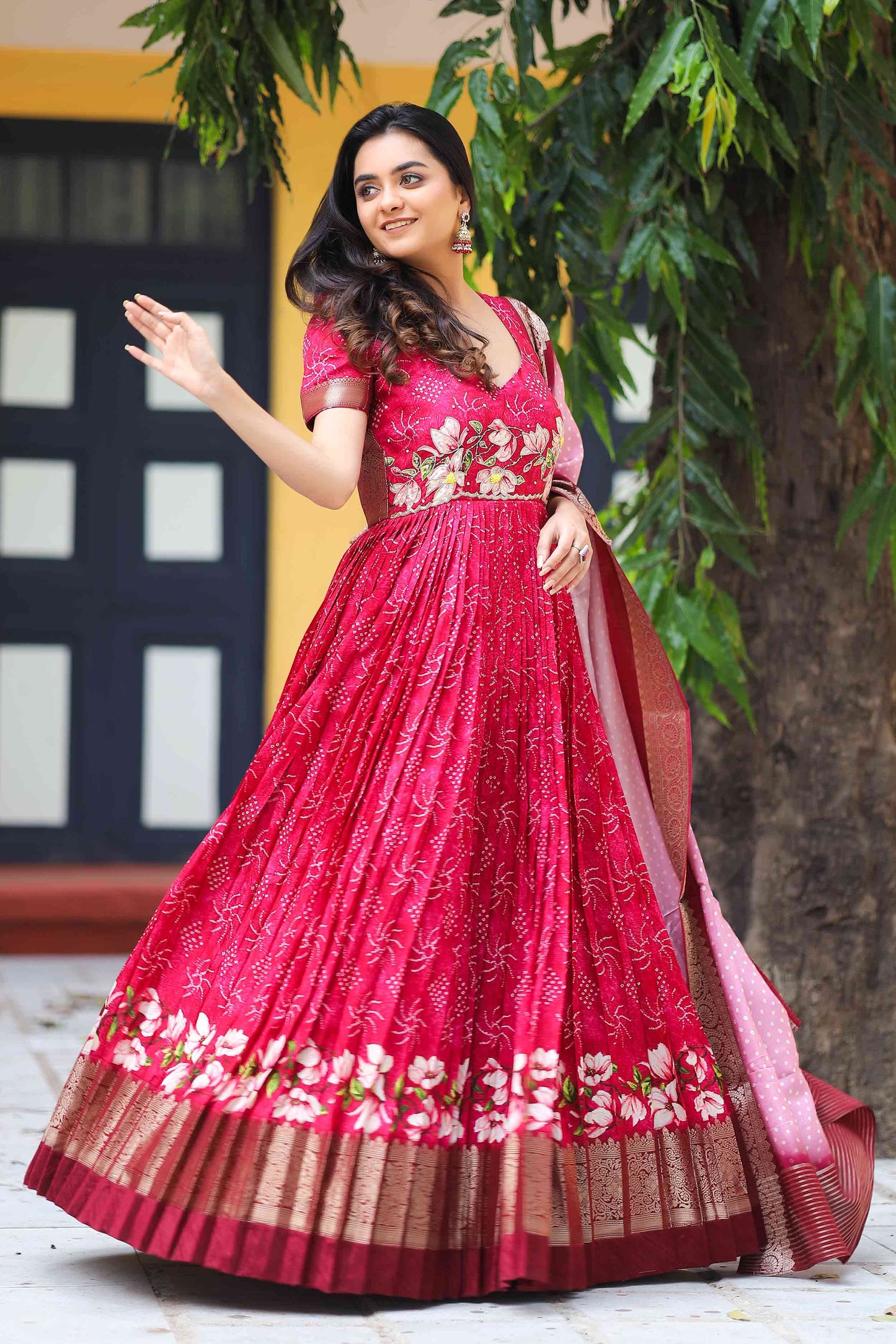 Imperial Bandhej Anarkali Dress PC730