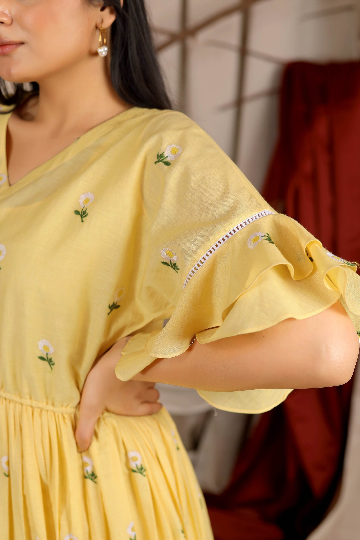 Lemony Summer Midi Dress in Vanilla Yellow PC825