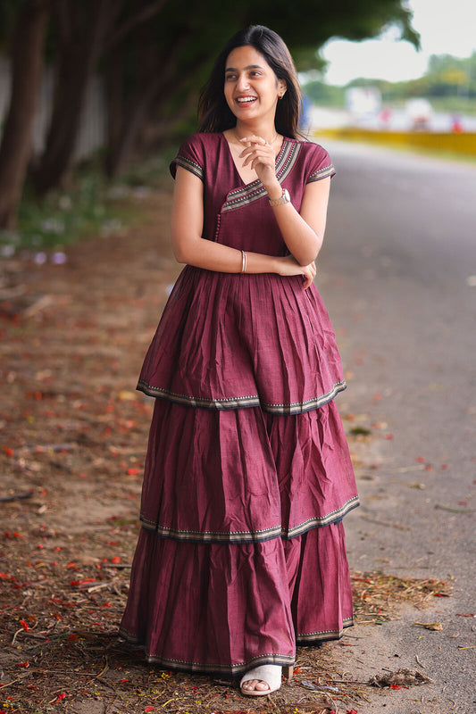 Maithali Maroon Ruffle Dress PC969N