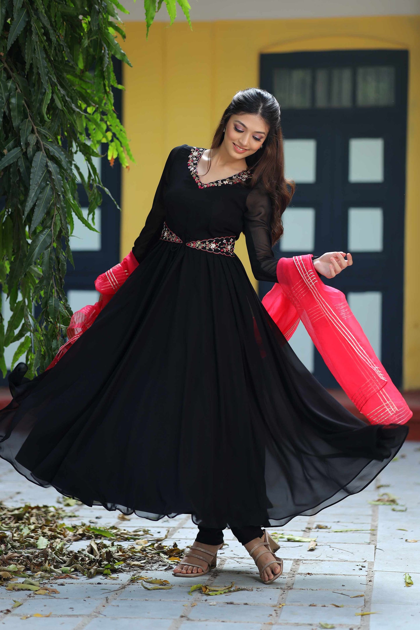 Mangolia Black Anarkali Set PC756