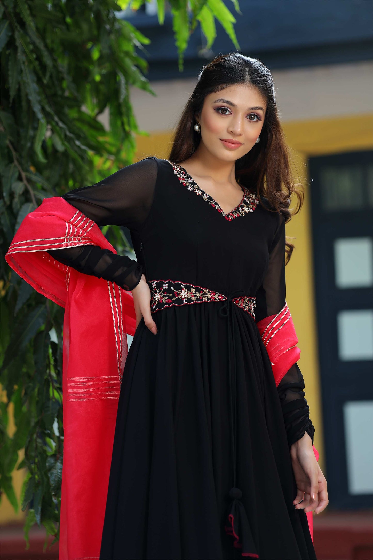 Mangolia Black Anarkali Set PC756