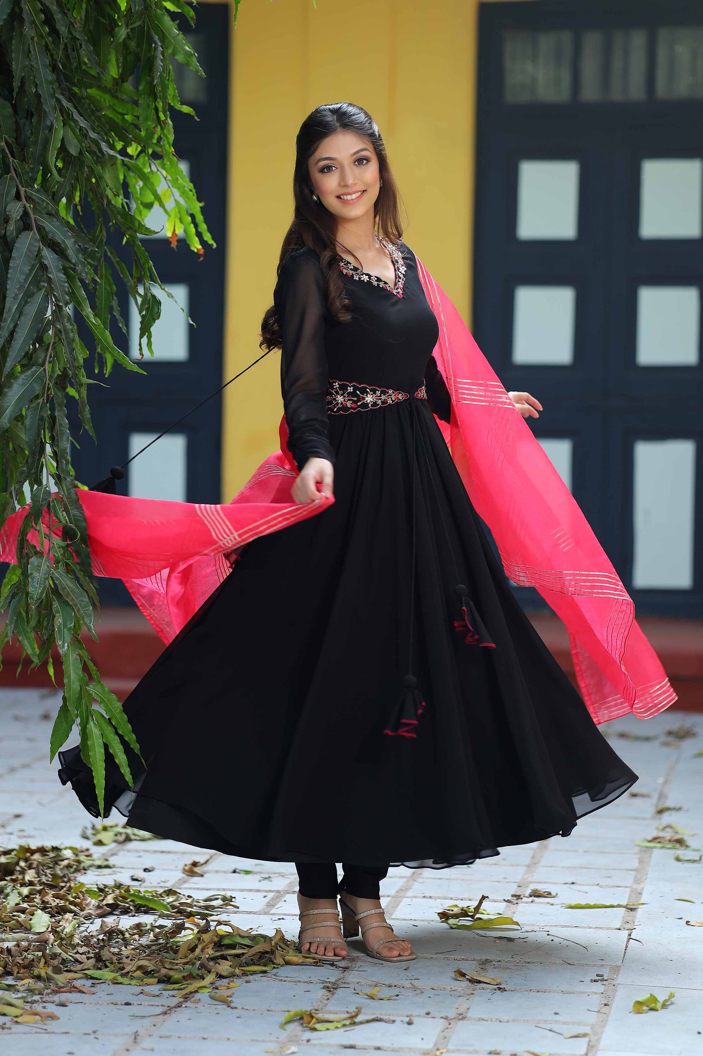 Mangolia Black Anarkali Set PC756