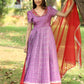 Meraki Lavender Bandhani Silk Pattu Dress PC748