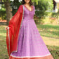 Meraki Lavender Bandhani Silk Pattu Dress PC748