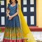 Navy Bandhej Anarkali Dress PC732N