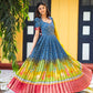 Navy Bandhej Anarkali Dress PC732N