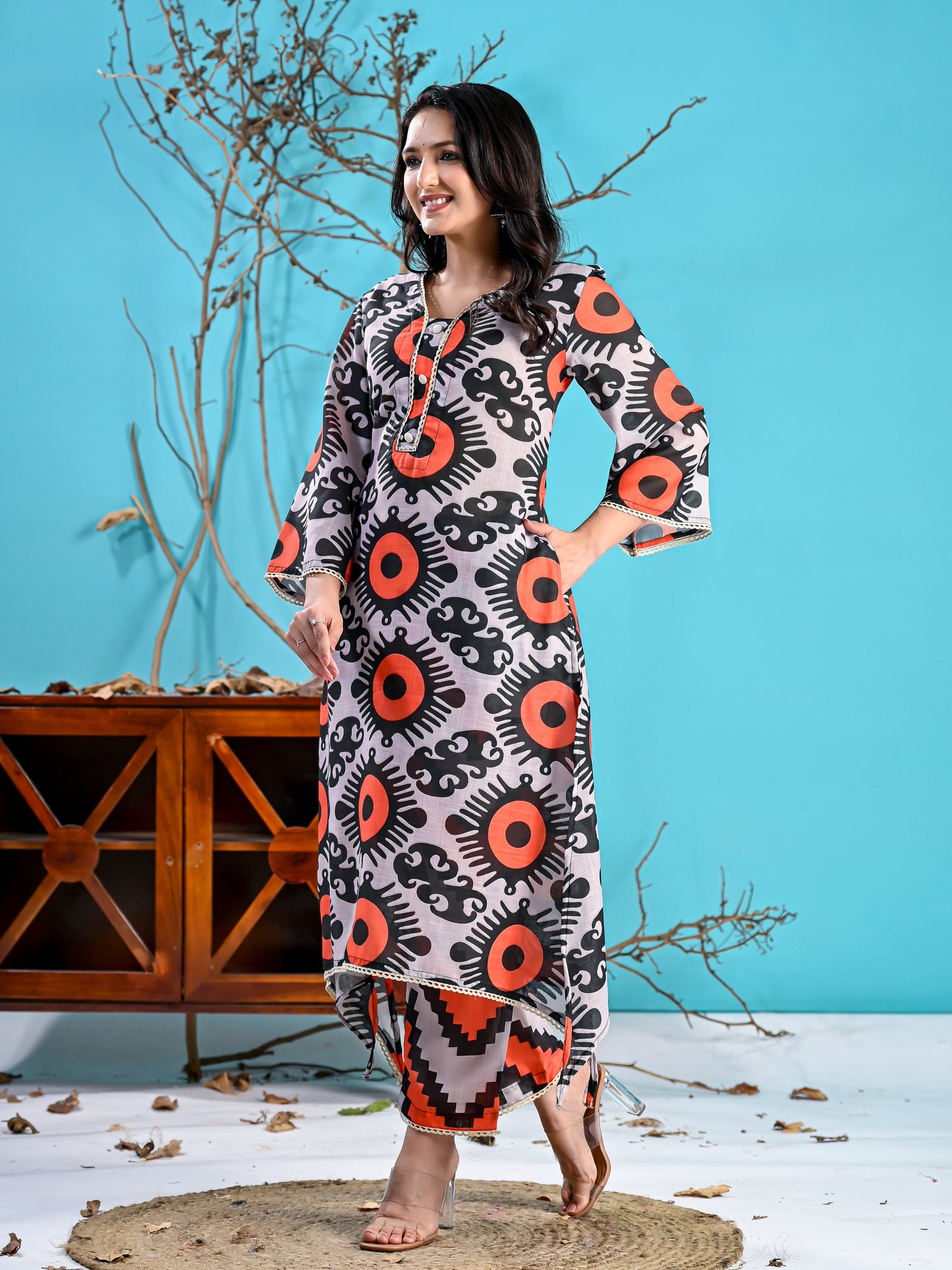 Black orange kurta set PC1001